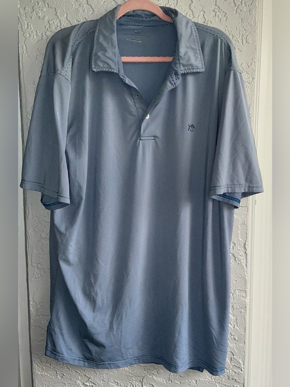 Southern Tide Men's Blue Striped Performance Polo Shirt